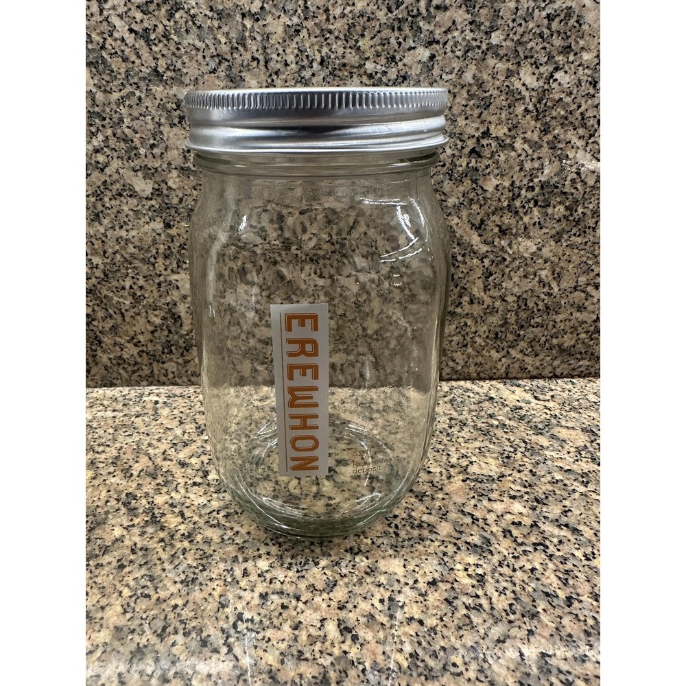 Erewhon Glass Jar 32 Fl Oz Mason Collectible Reusable Container w/ Lid